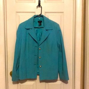 Turquoise blue jacket with pearl & silver buttons
